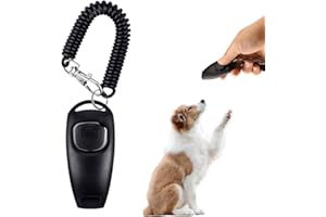 SOGHO Silbato para perros, clicker para perros, silbato para perros, silbato para perros, silbato para perros con clicker y cordón, diseño funcional 2 en 1 para perro, gato, (negro)