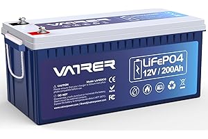 ‎VATRER POWER 12V LiFePO4 200AH Plus Lithium-Batterie mit 200A BMS über 5000 Mal Tiefzyklus Wiederaufladbare Lithium Akku 2560W Abschaltschutz bei Niedriger Temperatur für Wohnmobil, Camping, Solare Heimanlagen