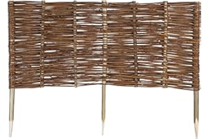 MC.SAMMLER Weide Beeteinfassung 16 Größen ( Höhe: 40 cm Länge: 120 cm ) Weidenzaun Rasenkante aus Weidengeflecht - Garten Beetbegrenzung für Blumen und Gemüse - Steckzaun mit Buchepflöcken für Weg-Abgrenzung