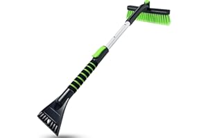 ‎SEAAES Eiskratzer Auto, SEAAES verbesserte Auto Reinigungsbürste ausziehbare Schneebürste Schneebesen mit Drehbarer Bürstenkopf und Ergonomischem Schaumstoffgriff für Auto SUV LKW Windschutzscheibe