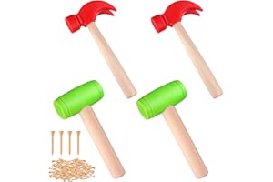 HAOWANWW 4Pcs Hammer Toys with 40Pcs Small Wooden Hammer Simulation Fake Hammerr Maintenance Tools,Toy Hammerss Plastic Toddler Claw Hammer-s Portable Toys Pretend Play Fake Mallet Hammers for Boys Girls