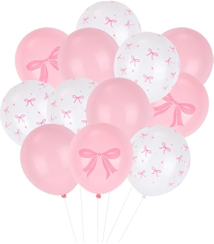 WINAROI Kit Vaisselle Anniversaire Fille Nœud Rose 80 Pièces – Assiettes, Gobelets, Serviettes & Pailles Pour 16 Personnes