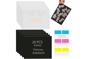 BAOFALI 40Pcs/Set 20 6.9x5inch Rubber Magnetic Sheets 0.5mm Thickness with 20 Clear Stamp Die Storage Pockets 10 Label StickeResealable Plastic Storage Pocket Case Cutting Dies Stencil Organize
