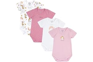 Chicco, Body Neonato e Neonata, Set di 4 Body con Maniche Corte in 100% Cotone, Unisex Bambino e Bambina 0-24 Mesi, Designed in Italy