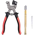 Swpeet 3Pcs Glass Cutting Tools Kit, Including Pro-Grade Tile Glass Cutting Pliers and 3mm-18mm Glass Cutter Handle Pencil Style Oil Feed Carbide Tip Glass Cutter Cutting Tools for Mosaic, Tiles