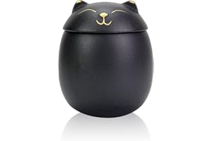 NEWDREAM Katzenförmige Keramikurne, Haustierurnen für Katzenasche, Katzenurnen für Asche, Tierurnen für Ashe, Haustier-Einäscherungsurne (schwarz)