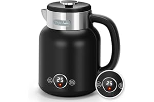 Taylor Swoden Electric Kettle 1.7L, Variable Temperature Control Kettle with Digital LED Display, Fast Boil Quiet Kettles Cordless, Double-Walls, Keep Warm, Stainless Steel, Black -Asher