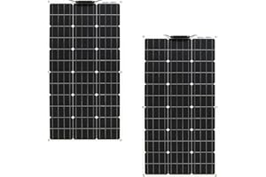 Aysolar 2x100W 12V Panel Solar Flexible Monocristalino Placa Solar Impermeable para Barcos RV Remolques Autocaravana Techo Balcón Casa 12 V/24V Baterías
