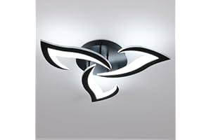 Lumiup LED Ceiling Light, 33W 3-Head Petal Black LED Ceiling Light Cool White 6000K, Acrylic Modern Ceiling Light for Living Room, Bedroom, Dinging Room, Kitchen