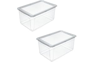 keeeper bea 2x Aufbewahrungsbox mit Air Control System, 59 x 39 x 27 cm, 43 l, Transparent