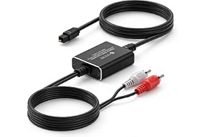 eSynic SPDIF till RCA 192 kHz DAC-omvandlare 1,8 m optisk Toslink till RCA-kabel med digital till analog ljudadapter med inte