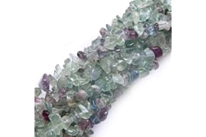 HAAMIIQII 5-8mm Natürliche Fluorit Chips Perlen Unregelmäßige Chip Steine Lose Edelstein Perlen Energie Heilung Perlen für Schmuck Making Strang 80 cm