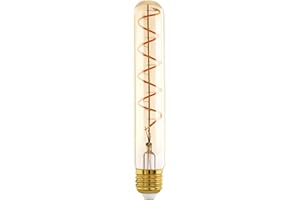 ‎EGLO EGLO Dekorative E27 LED Lampe, Spiral Glühbirne in Stabform, amber Vintage Leuchtmittel Röhre im Retro-Design, 4 Watt, 180 Lumen, warmweiß, 1600k, Edison Birne T30, Ø 3 cm