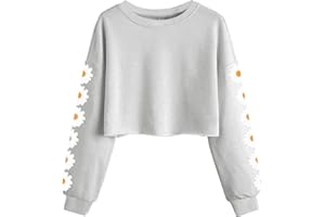 Imily Bela Girls Sweatshirt Daisy Pinted Crop Tops Cute Kids Jumper Long Sleeve Pullover Tee Shirts Clothes