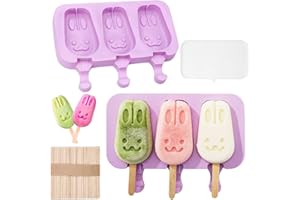 LACHT Moule glace,3 Pièces Moule à Crème Glacée en Silicone, Grands Moule à Glace avec Couvercles Violet, Moule Magnum Cake avec 50 Bâtons de Glace,moule glace