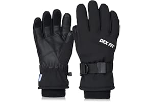 DEX FIT Caldi Guanti Invernali, Doppio Isolamento Antivento, Comoda Aderenza alle Dita, Grip, Touchscreen, Resistenti, Impermeabili, Lavabili, Premium Nero 10 (XL) 1 paio