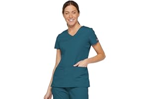 Dickies Women's EDS Signature V-Neck Top with Multiple Patch Pockets Medical Scrubs Shirt