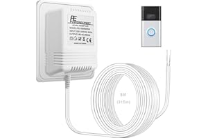CECOMBINE Doorbell Transformer 18V 500mA Video Doorbell Power Adapter, Ring Doorbell Plug in Adapter UK Ring Power Supply with 8M Extension Cable for Ring,Nest,Video Doorbell Equipment, White