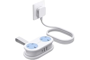 ORICO Travel Extension Lead with USB Slots, 2 Outlets 3 USB Ports (1 USB C), 3250W 13A Socket Extensions, Rollable Externsion Cord for Travel/Home/Office, Essentials Cruise Approved Power Strip-White