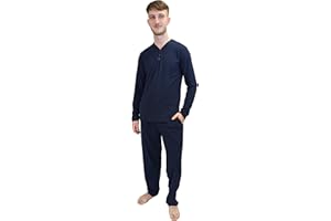 KRUXADER Mens Pyjamas Set | 100% Cotton PJs | With Pants & Long Sleeve Top With Dragon Pattern | Elastic Waistband and Drawstring