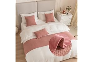 DSAoTeng Jacquard Bed Runners and Matching Cushion Cover, Reversible Bed Runners Scarves Home Decoration Hotel Bedding Bed Towel Bedroom Bedspread Protection (Pink,45x210cm(Bed Runners))
