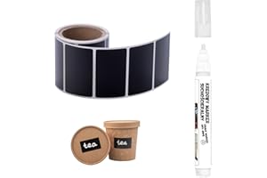 ‎MDLABELS MD Labels Etykiety tablicowe 50x30mm 100 sztuk- czarna folia samoprzylepna + biały marker kredowy