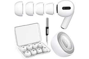 SOGUDE 4 Paar Ersatz Ohrstöpsel Airpods Pro 1/ Airpods Pro 2 mit Loch zur Geräuschreduzierung, Airpods Pro Aufsätze mit Tragbarer Aufbewahrungsbox, Silikontips mit Cleaner Stift XS/S/M/L-Weiß