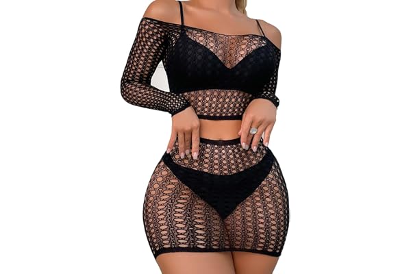 XIUSEMY Femme Lingerie Sensuelle Résille Mini Robe Sexy Nuisette Babydoll Corset sous-Vêtement Taille Unique