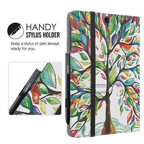 MoKo Samsung Galaxy Tab S3 9.7 Hülle – PU Leder Ständer Schutzhülle Smart Case Cover mit Stift-Schleife / Standfunktion und Auto Sleep / Wake Up Funktion für Samsung Galaxy Tab S3 9.7 Zoll (2017) SM-T820 / T825 Tablet, Glück Baum - 8