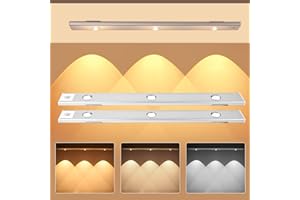 CARASTEK LED Sensor Licht Schrankbeleuchtung USB Wiederaufladbar Schrankbeleuchtung mit Stick-On Magnetstreifen 4 Farben Dimmbar Küchenunterbauleuchte für Küche Kleiderschrank Treppe Schublade (40cm-2)