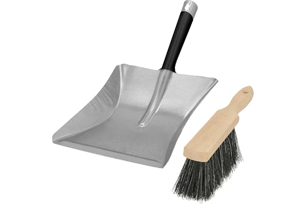 KOTARBAU® handborste och spade – sopskyffel av galvaniserat stål – handborste av trä – sopskyffelset – handborste med spade – sopset