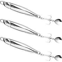 ZKFSIE 4 Pcs Fishing Lures, Mackerel & Bass Lures, Sea Fishing UK, Lakes & Rivers, Mackerel, Cod, Sea Bass, Treble Hooks, Casting Spinners, Metal Jigs Sports & Outdoors