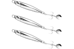 AEIPOU 3 PCS Sea Fishing Lures - 30g Metal Jigs & Spoons UK for Mackerel, Bass, Cod & Pike - Silver 10cm