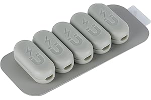 Electraline 71707 Zestaw 5 magnetycznych klipsów kablowych z samoprzylepną taśmą metalową, organizer na biurko do kabli wielofunkcyjnych, zarządzanie przewodem zasilającym, kabel do ładowania USB