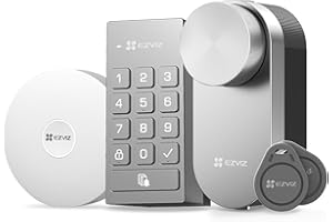 EZVIZ WiFi Smart Lock, Serratura Smart con Tastiera Multifunzione e Gateway, Serratura Elettronica con Accesso Remoto e Bluetooth, Sblocco Senza Chiave Tramite Codice, Tag o App, DL01 Pro Kit