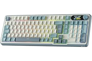 ‎RK ROYAL KLUDGE RK ROYAL KLUDGE S98 DE Mechanische Tastatur mit Smart Display & Knopf, Top Mount 96% Kabellose Mechanische Tastatur BT/2.4G/USB-C, Hot-Swap-fähige, Software-Unterstützung, 98 Tasten, QWERTZ