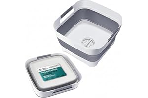 EPISENT 10L Collapsible washing up bowl with Integrated Plug & Drainer – Space-Saving Design for Dishwashing, Food Prep, Camping, Laundry & Storage – Durable, Portable & Easy to Clean