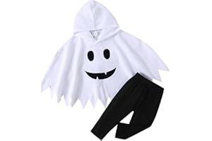 QIUhhpuy Bebe Halloween Costume, GarçOn Fille DéGuisement Halloween BéBé Unisexe 0 à 24 Mois Ensemble 2 PièCes Cosplay FantôMe Cape + Pantalon Tenue pour BéBé Unisexe