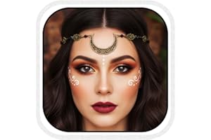 Runmi Catena per testa bohémien, da sposa, nera con perline, da festival, accessori per capelli per donne e ragazze (A)