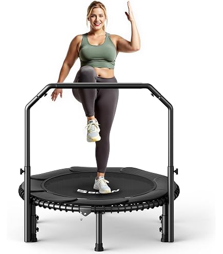 Trampoline Fitness Pliable 129 Cm - Avec Barre D'appui, Supporte 204 Kg, Pour Intérieur