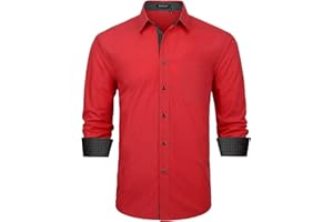 Enlision Camisa Hombre de Vestir Manga Larga Camisas Formales Boda Elegantes Camisa Casual Regular Fit con Bolsillo