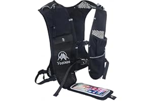 YOOIXOO Running Vest for Women Men, Running Backpack Lightweight Hydration Pack With Touch Screen Phone Bag for Hiking Trail Running Cycling Race Marathon Essentials (Light Black)