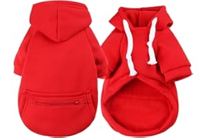 AMAONE Wasserdichte Hundemantel Winter Warme Jacke Hunde Welpen Pullover Junge Für Kleine Mit Tasche - Warmer Hund Medium Hoodie Herbst Kleidung Winter Fleece Haustierkleidung Hunde (1107DEBKA-RED, XXXL)