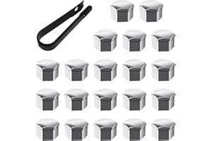 DAZZLUXE 20 fundas protectoras para tuercas con 1 clip para tuercas de neumáticos, tapas de tuercas de rueda de 17 mm, fundas decorativas de plástico, accesorios para coche (plata)