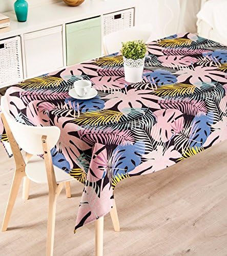 100*140cm pink purple black palm leaf Scandinavian modern nature Instagram table cloth cotton linen dining table picnic rectangular square eco-friendly covering