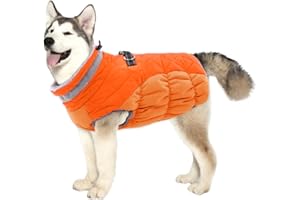 Lelepet Manteau Chien Hiver, Doublure en Polaire Gilet pour Chien, Manteaux d'hiver pour Chiens, Manteaux Imperméables pour Chiens, Confortable Manteau Réfléchissant Réglable, Orange XL