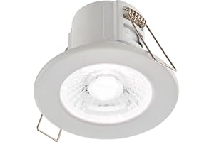 NATIONAL LIGHTING SHIELDECO 4W Fire Rated Downlight Matt White Finish Dimmable Recessed Energy Saving Cool White LED Ceiling Spotlight Push Fit Downlight IP65 Rated for Bathroom, Shower, Kitchen, Lounge