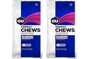 VPOINT LEISURE GU Energy Chews Double Serving Packs. Energy Gummies with Electrolytes for Running, Cycling, Triathlon & Other Sports - Pack of 2 (Blueberry Pomegranate)