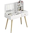 Jantens Dresser Table with Drawer,Dressing Table with Mirror and Cosmetic Storage 80 * 40 * 70CM