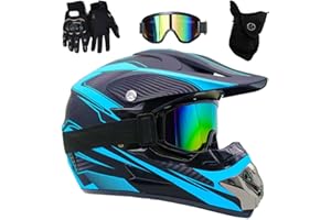 HNGKGJBL Cool Casque de Motocross Intégral, Casque Cycliste pour Enfants, avec Goggle Gants Masque, Casques de VTT BMX Downhill Mountain Bike Quad, Approuvé par Le Dot